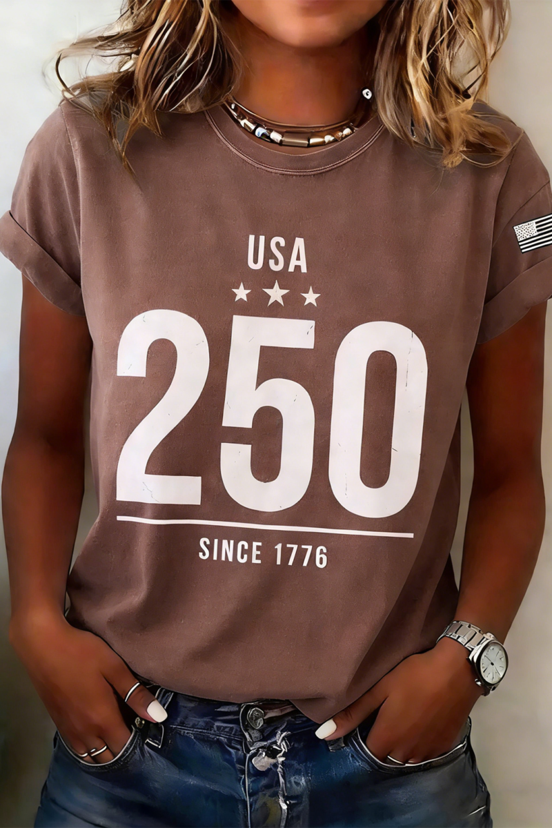 250th anniversary Cotton Regular Fit Casual Usa/Us/American T-Shirt