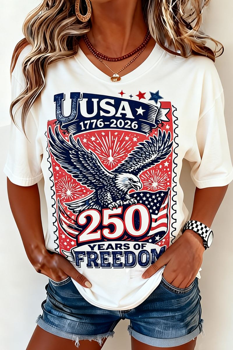 250th anniversary Crew Neck Independence Day Casual Regular Fit T-Shirt