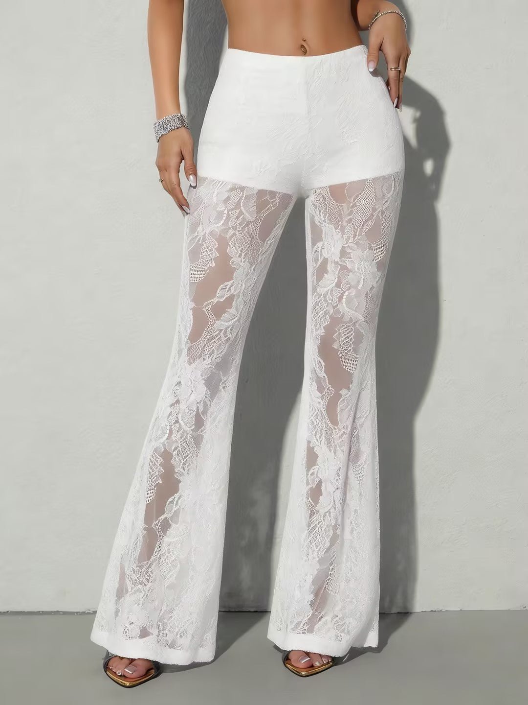 Lace Flared Pants | Sheer Statement Fashion Trousers
