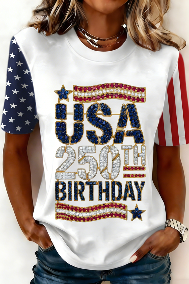 250th anniversary Crew Neck Usa/Us/American Regular Fit Casual T-Shirt