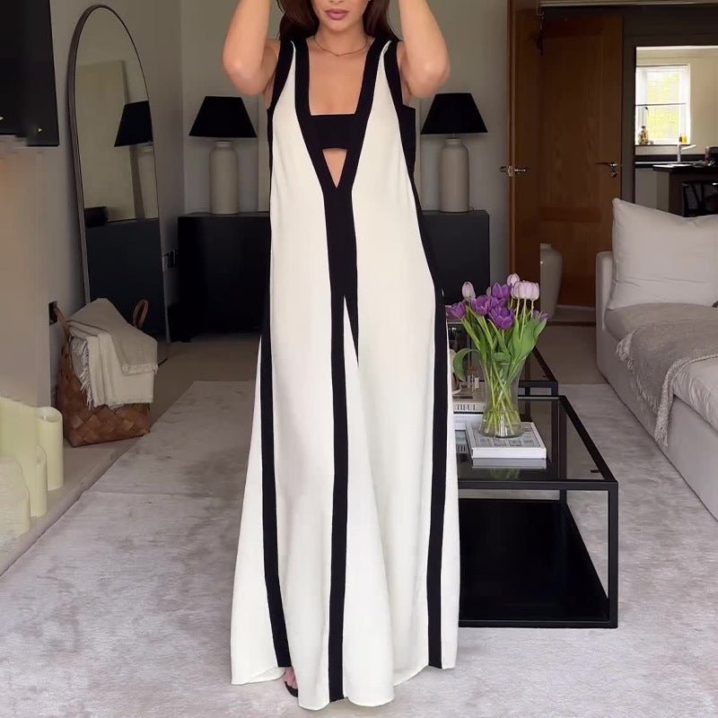 Colorblock V-Neck Strappy Dress | Casual Summer Resort Dress