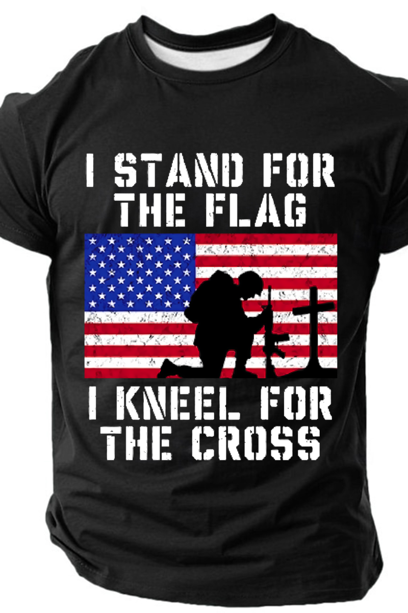 Men's I Stand For The Flag And Kneel For The Cross Short Sleeve T-shirt