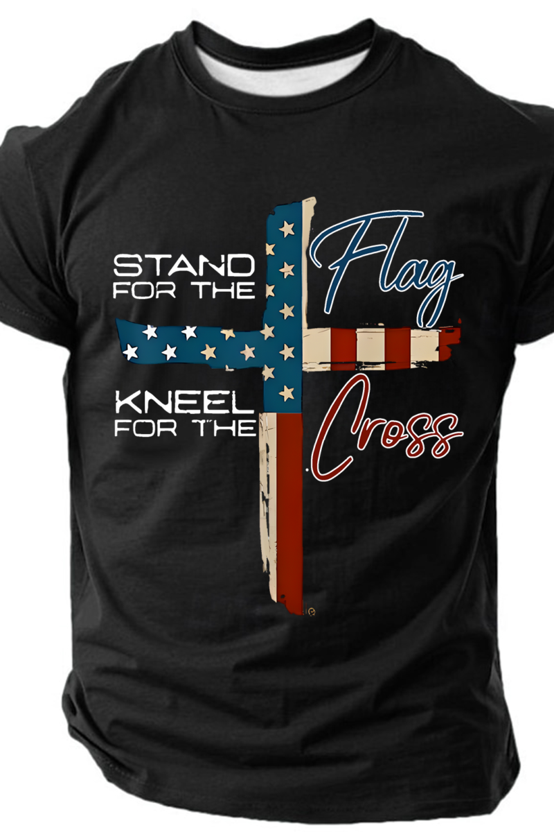 Stand For The Flag I Kneel For The Cross Cotton T-Shirt