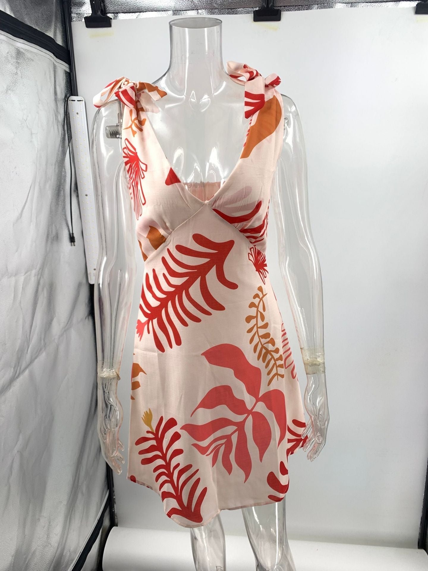 Summer Printed Tie-Front Mini Dress | Flirty Vacation Dress