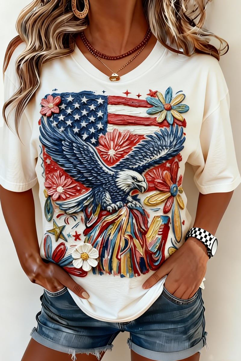 250th anniversary Crew Neck Casual Independence Day T-Shirt