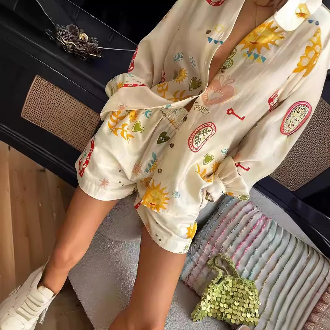 Printed Linen Shirt & Shorts Set | Resort Vacation Two-Piece Outfit