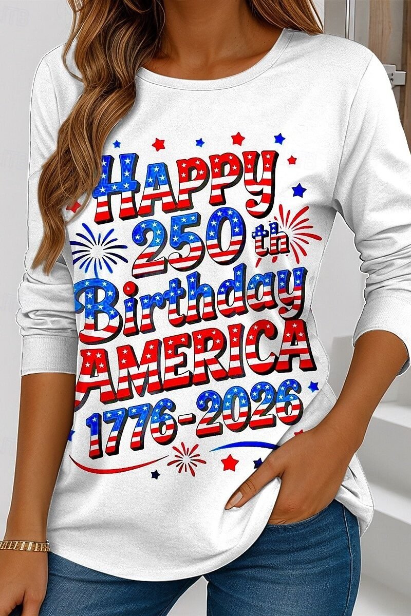 America Flag Crew Neck Cotton Casual T-Shirt