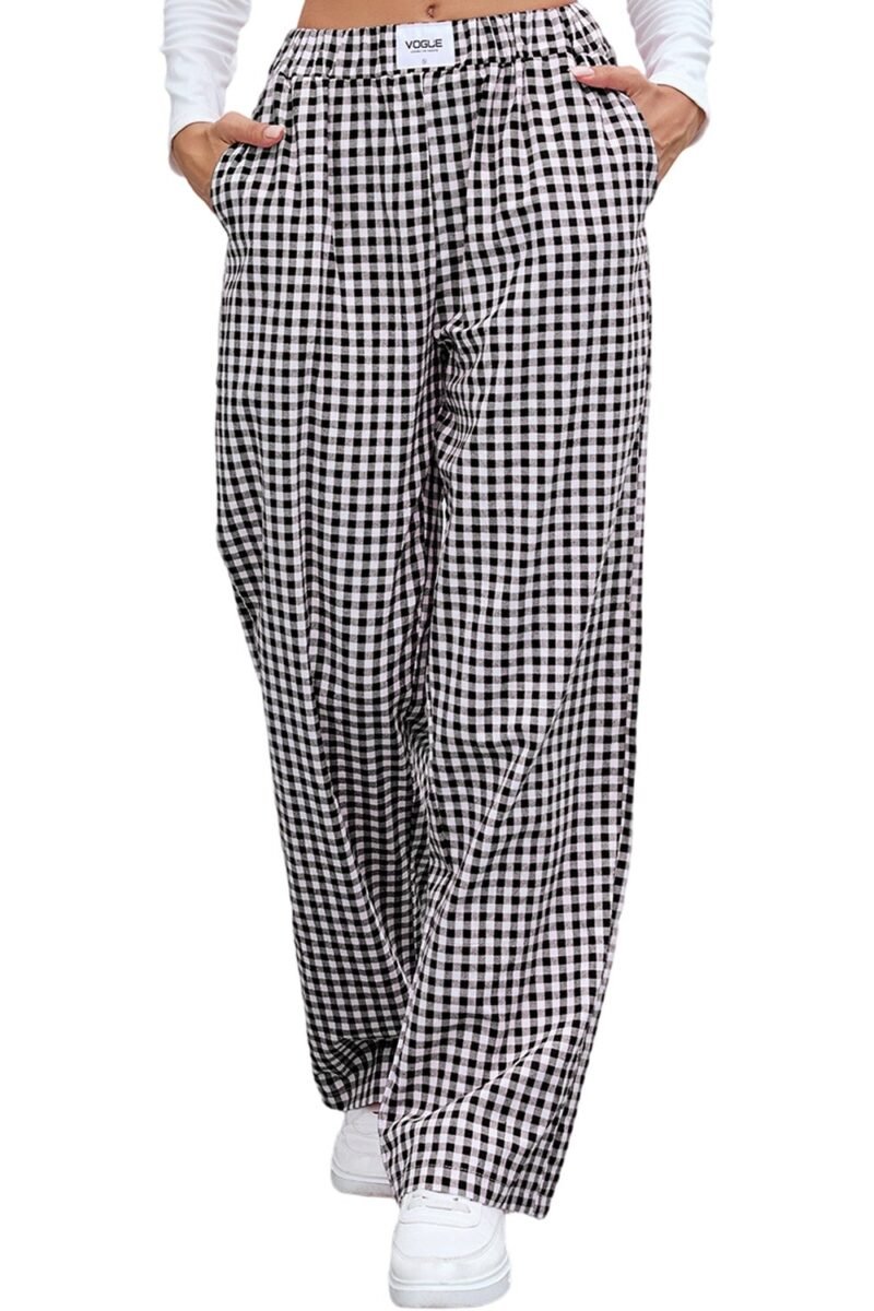 Cotton Plaid Loose Lounge Pants | Casual Long Pants for Everyday Wear