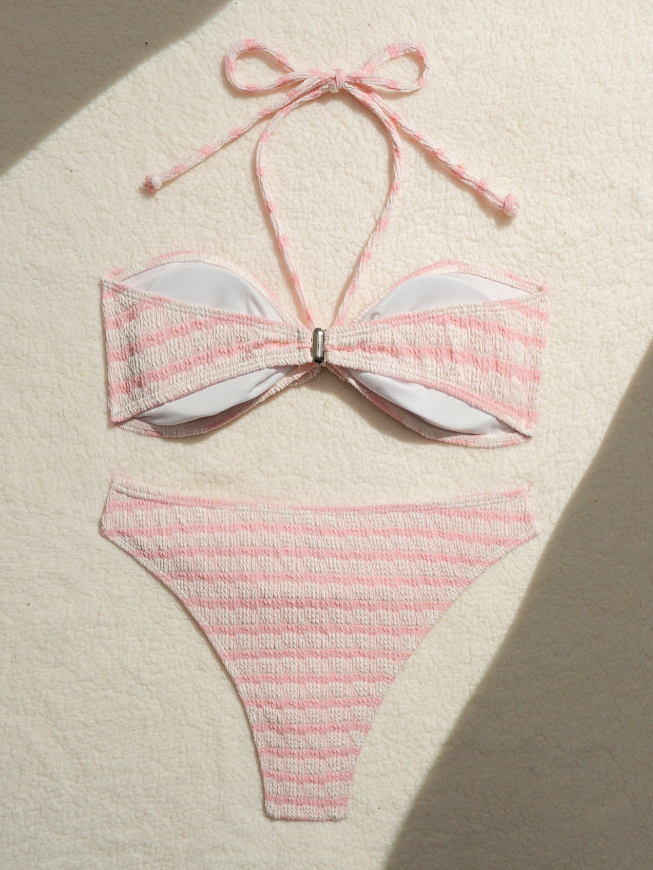 Striped Halter Two-Piece Bikini Set | Padded Wire-Free Beach Swimwear