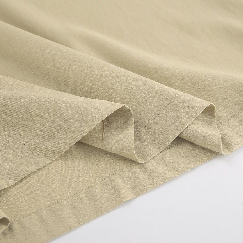 French Khaki Halter Dress | Cotton Linen Resort Vacation Dress