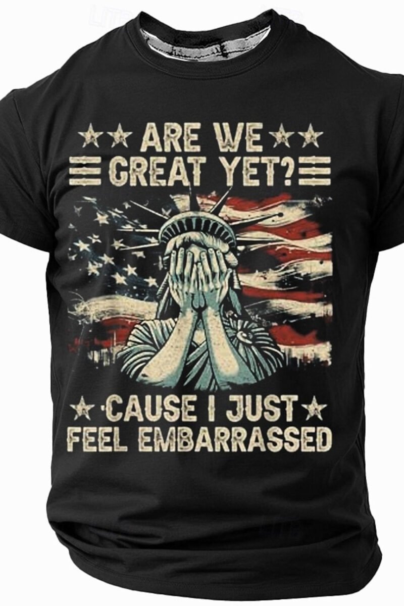 Mens American Flag Funny Sarcastic Slogan Cotton Short Sleeve T-Shirt