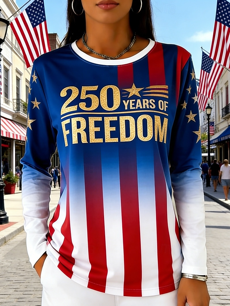 Loose America Flag Casual Cotton T-Shirt