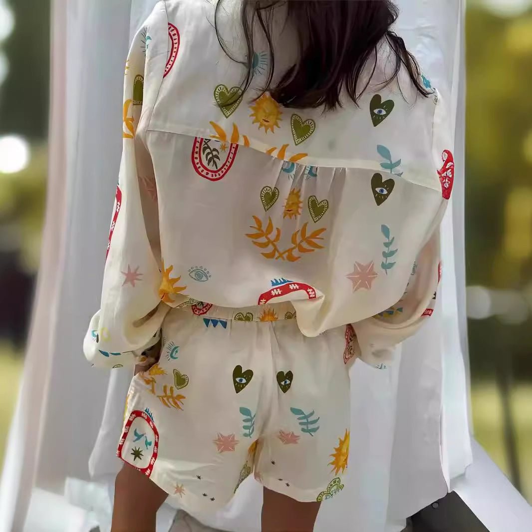 Printed Linen Shirt & Shorts Set | Resort Vacation Two-Piece Outfit