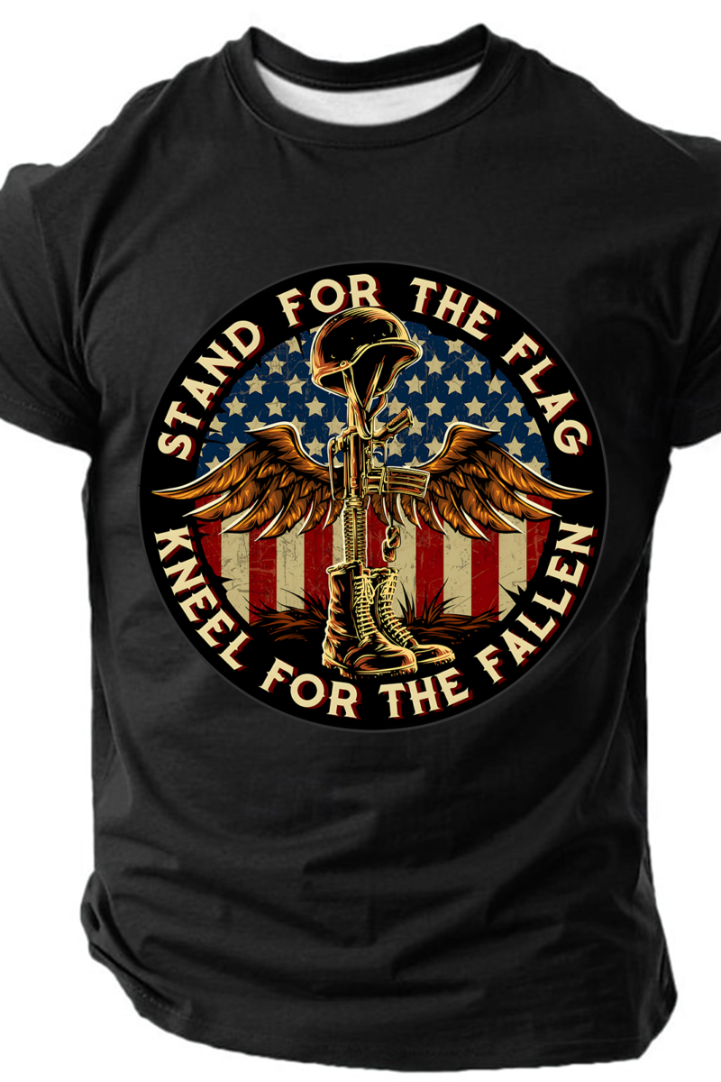 Stand For The Flag Kneel For The Cross Cotton T-Shirt