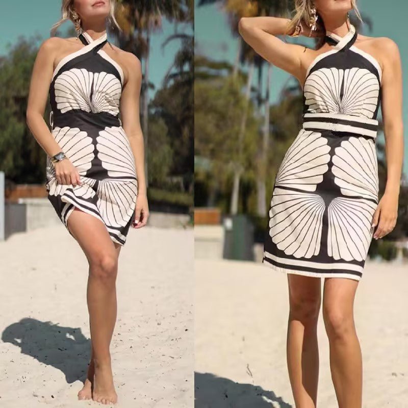 Shell Print Halter Maxi Dress | Resort Vacation Wear