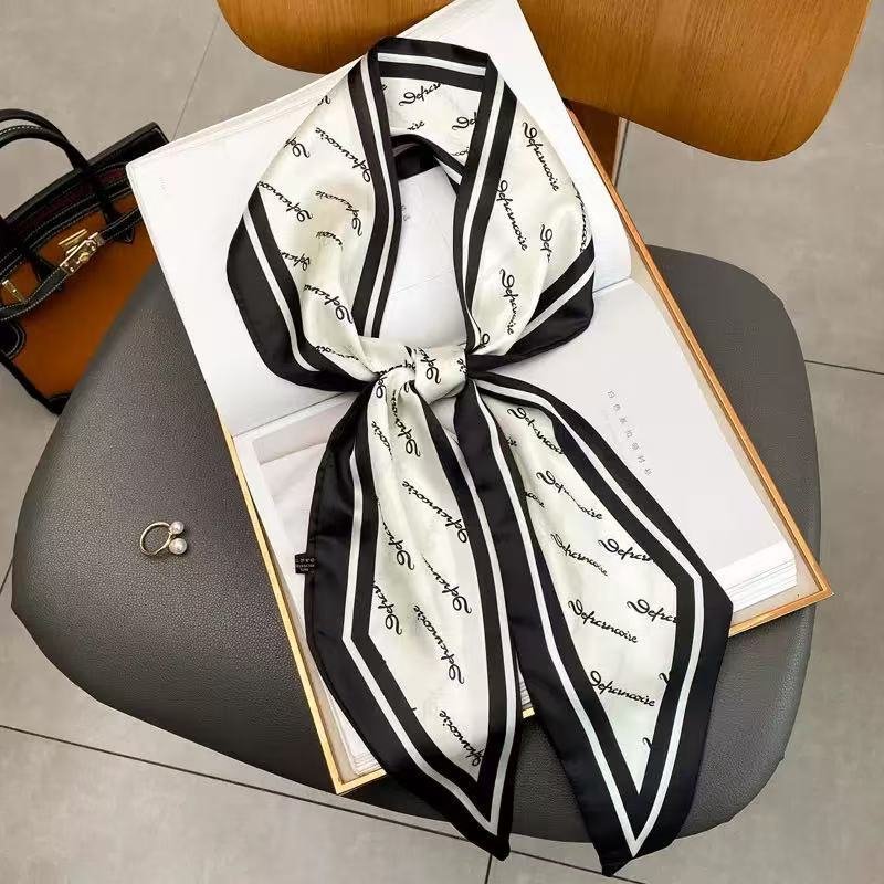 Printed Square Neck Scarf | Versatile Ribbon Tie Fashion Accessory