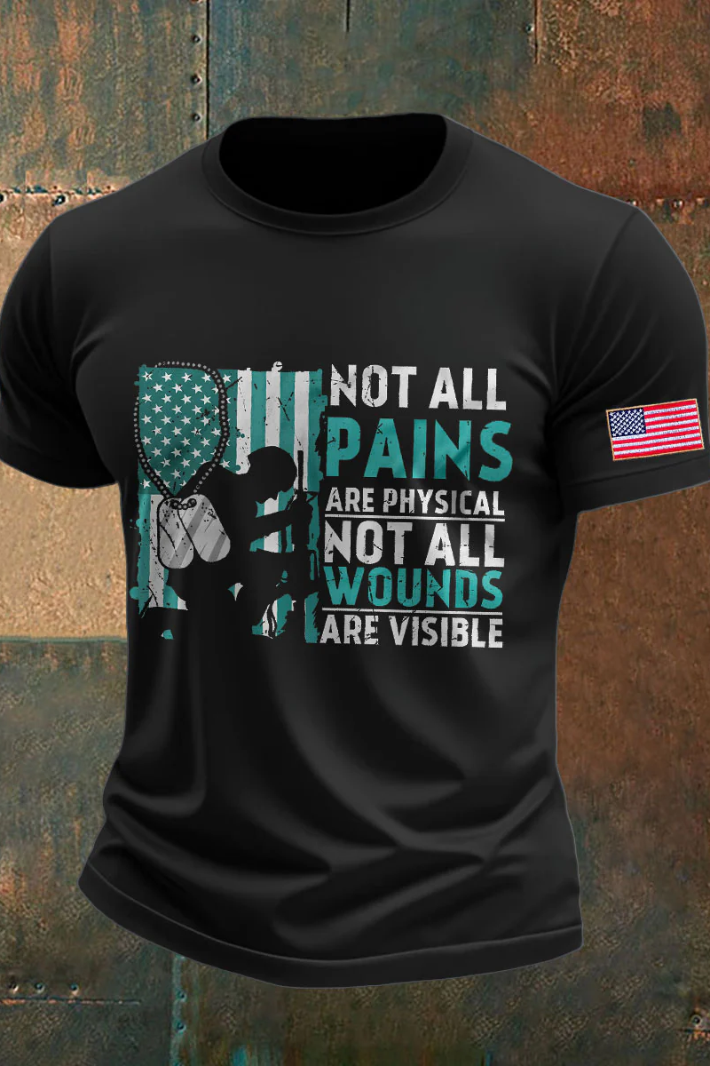 Men's PTSD Awareness Veteran Printed T-shirt
