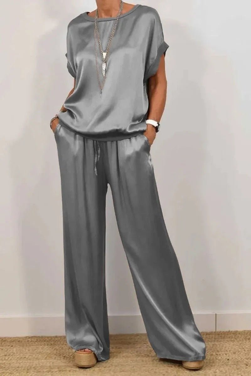 Relaxed Shirt & Wide Leg Pants Set | Trendy Casual Two-Piece Outfit