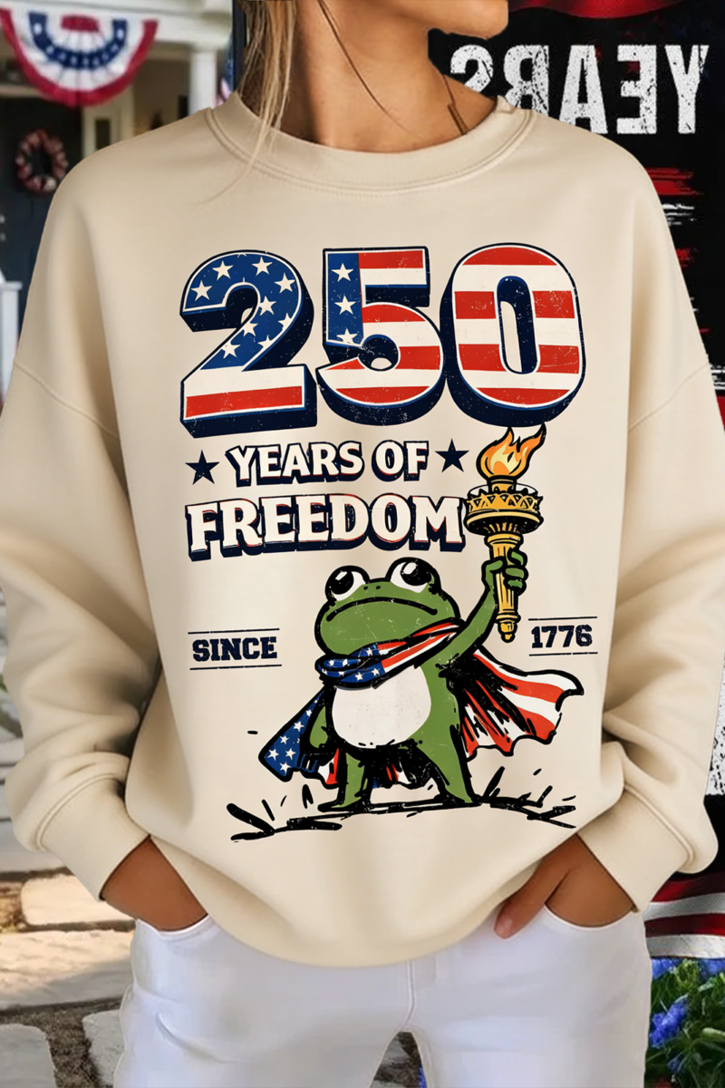 Crew Neck Independence Day Casual Sweatshirt