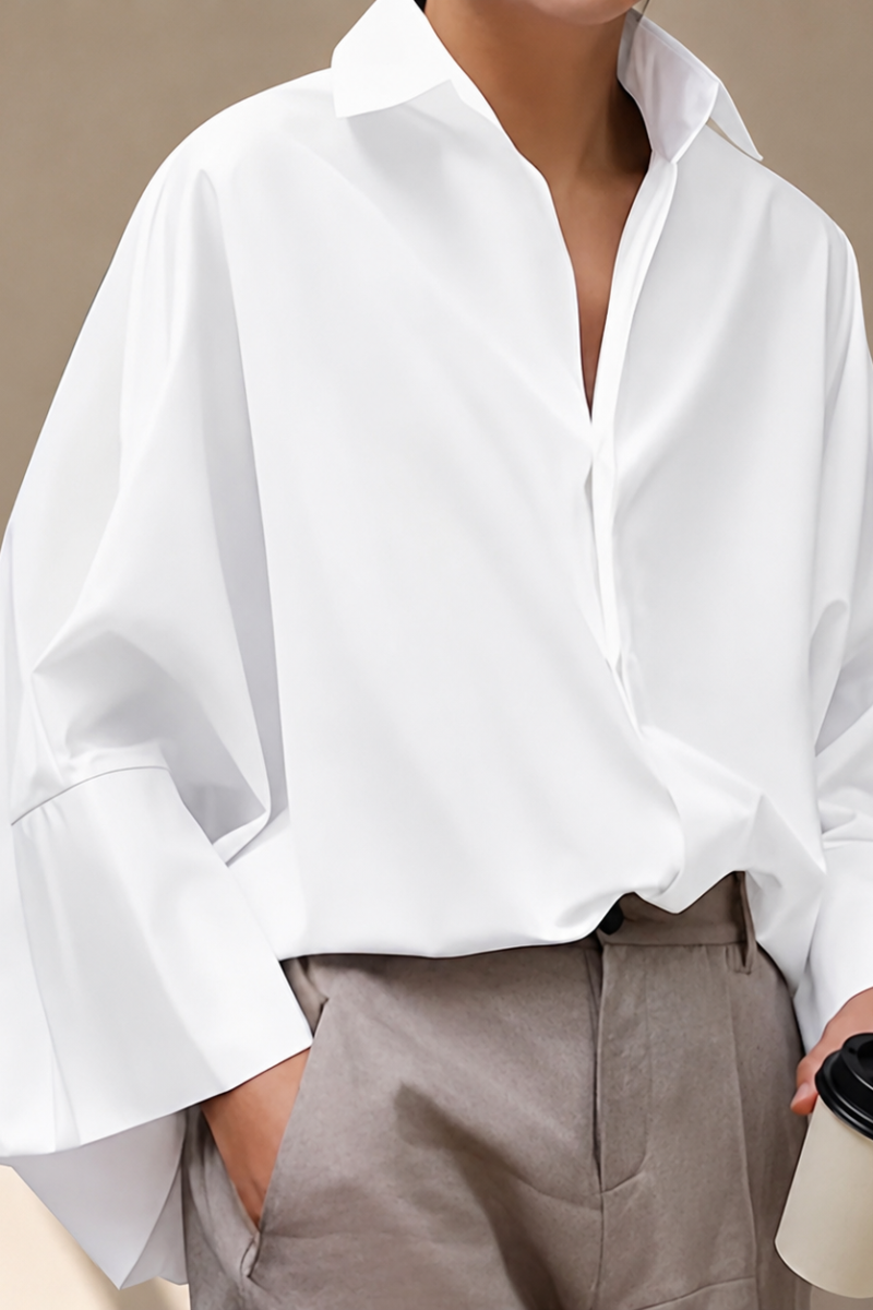 Casual White Short Sleeve Shirt | Lightweight Korean-Style Top