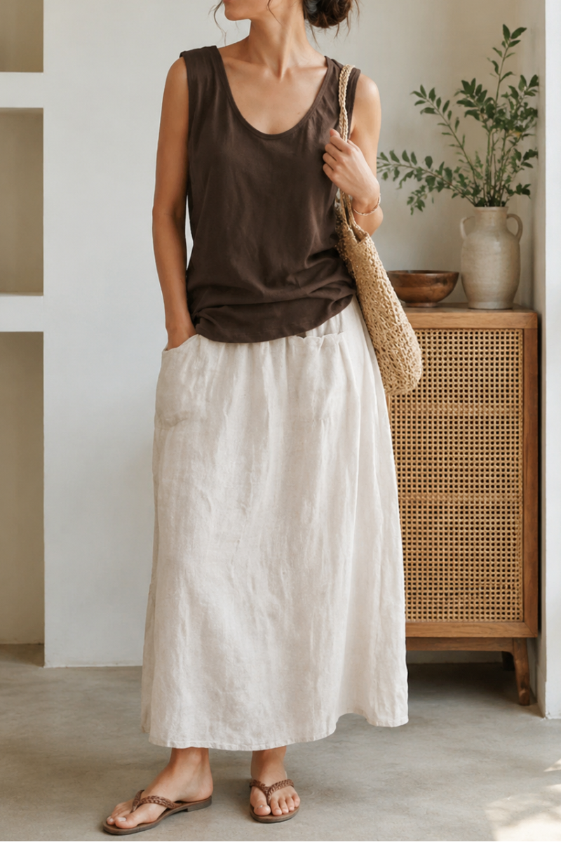 Faux Two-Piece Split Cropped Culotte Pants | Vintage Casual Skirt Trousers