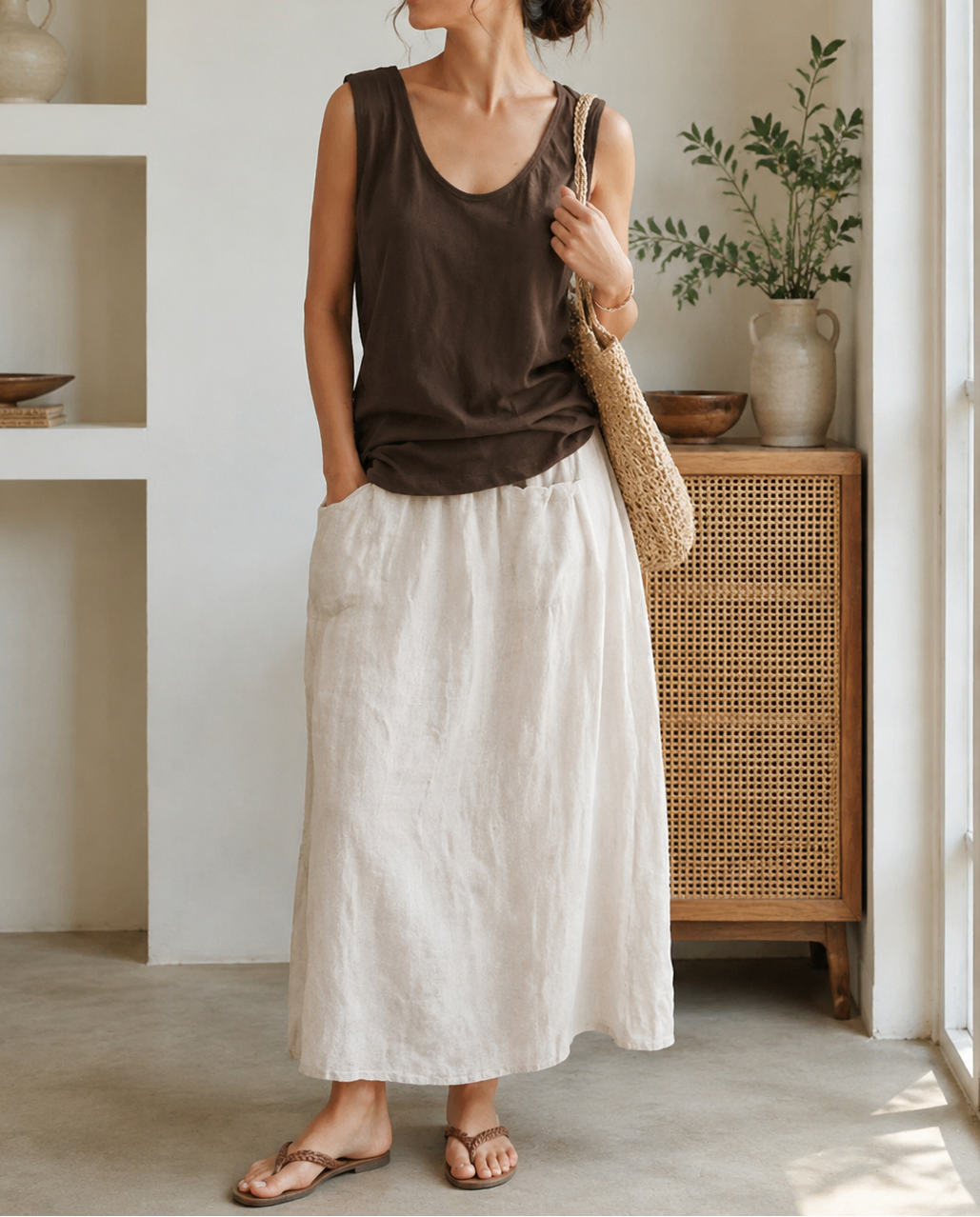 Faux Two-Piece Split Cropped Culotte Pants | Vintage Casual Skirt Trousers