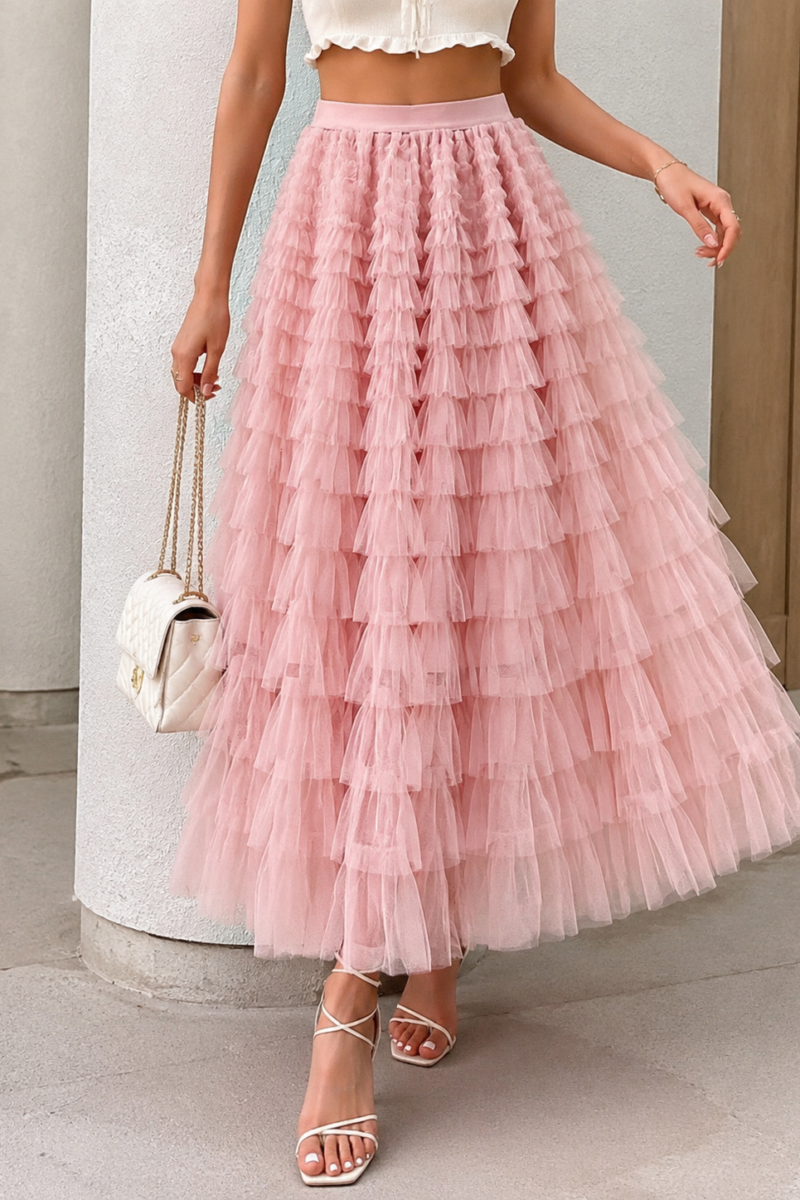 Layered Tulle Maxi Skirt | Romantic Tiered Cake Skirt