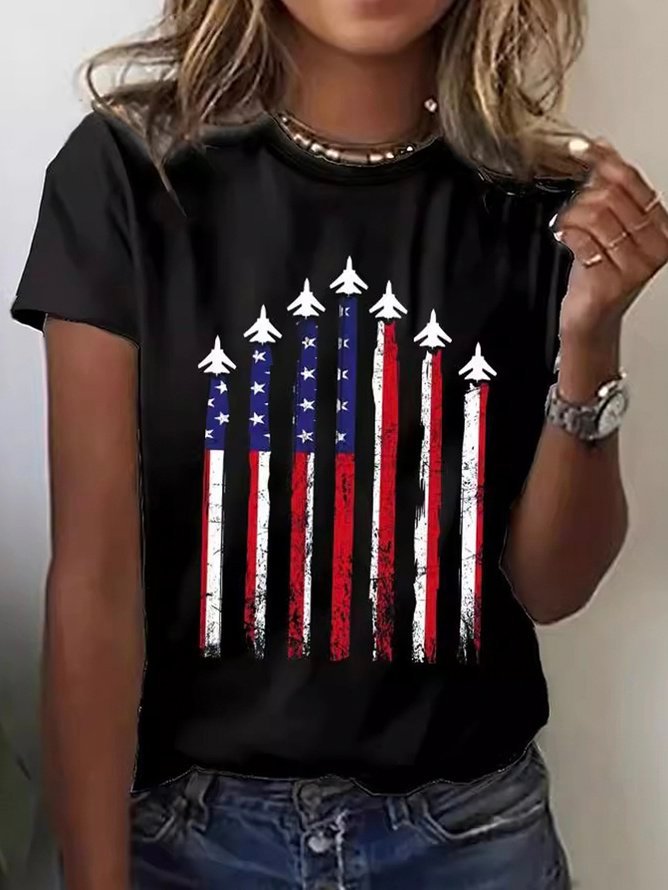 Jersey Crew Neck Casual Independence Day T-Shirt