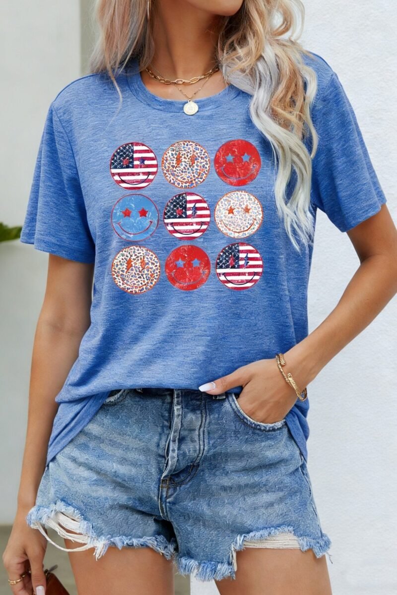3D Printing Crew Neck Short Sleeve Independance Day Loose Going Out Casual T-Shirt