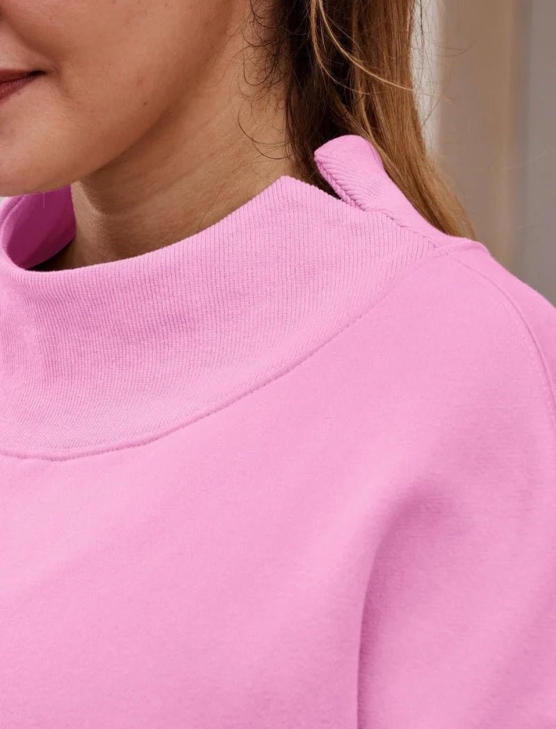 Mahjong Embroidered Oversized Mock Neck Top