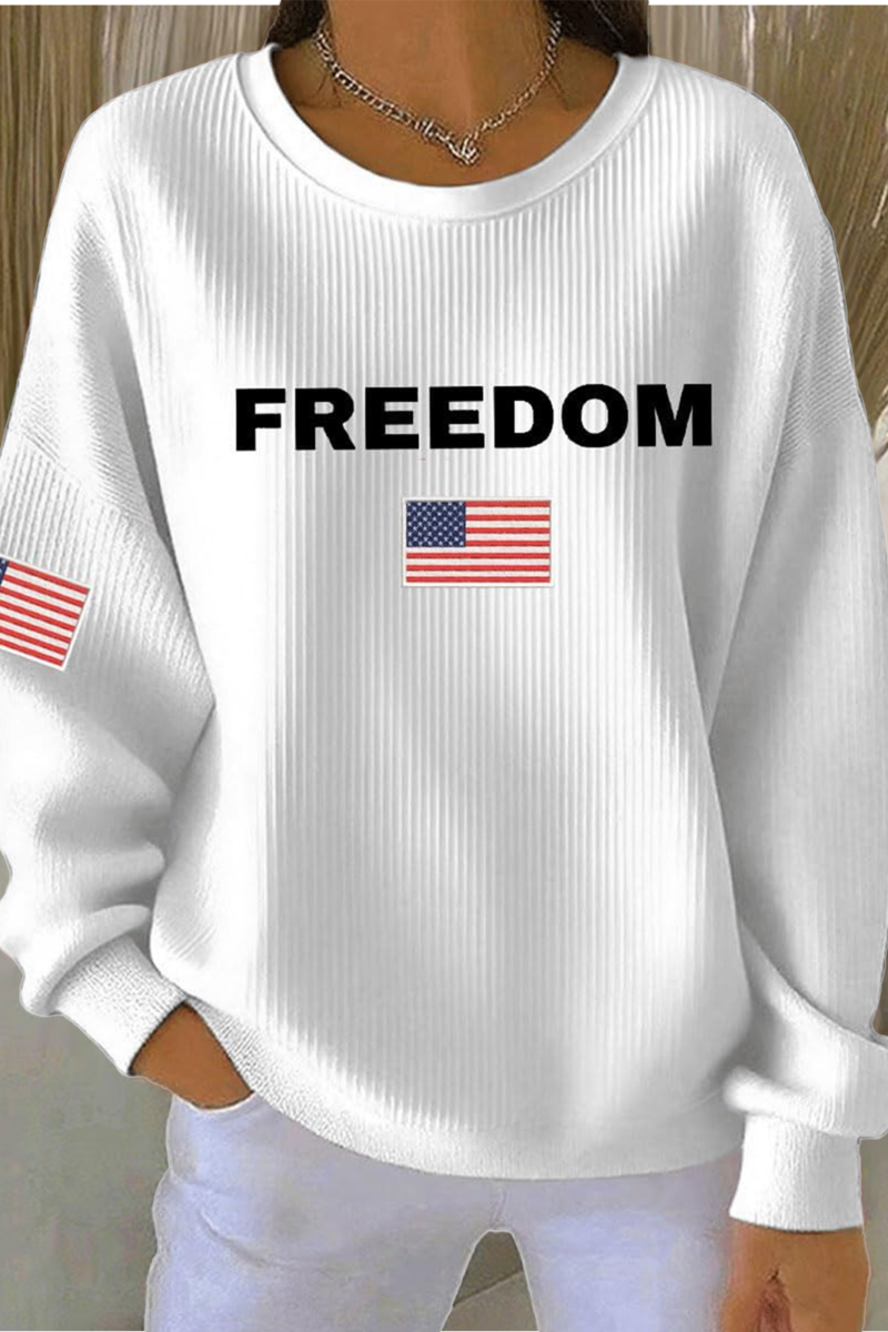 America Flag Simple Crew Neck Sweatshirt