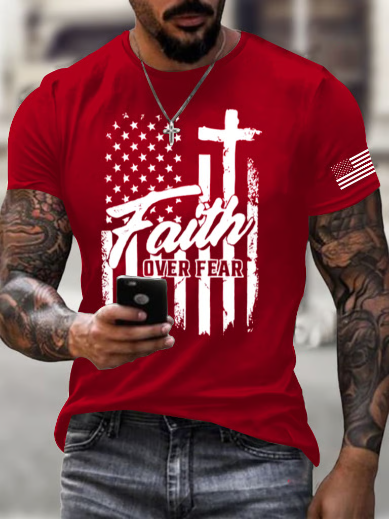 Men's Firm in Faith Fierce in Justice Christian Patriotic T-shirt