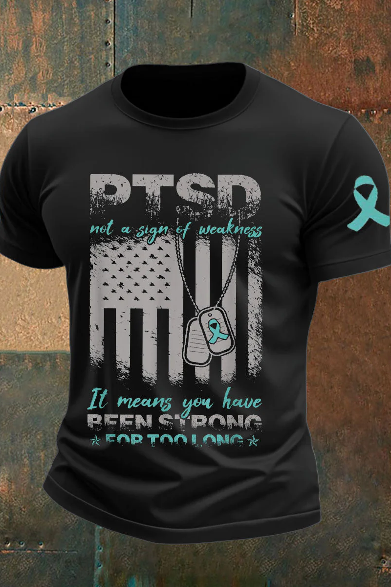 Men's PTSD Awareness Veteran Printed T-shirt