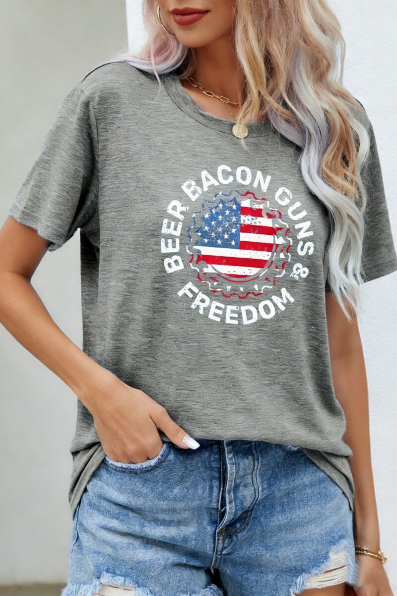 3D Printing Crew Neck Short Sleeve Independance Day Loose Going Out Casual T-Shirt