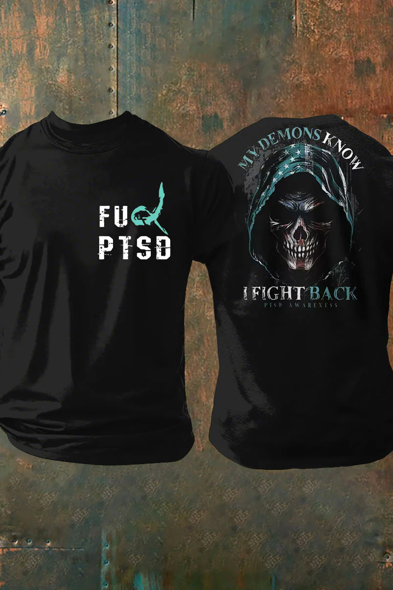 Men's PTSD Awareness Veteran Printed T-shirt