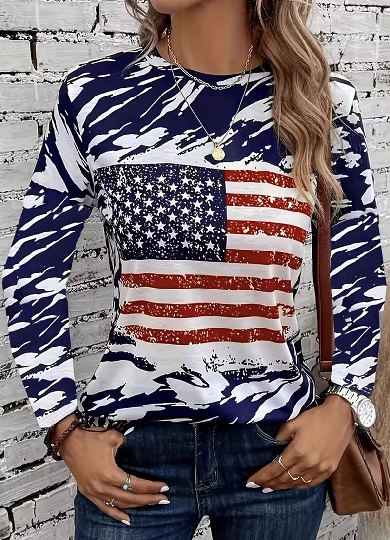 Casual Loose America Flag T-Shirt