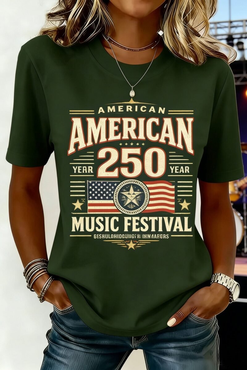 Women's 250th Anniversary Of The Founding Of the United States Cotton Vintage Short Sleeve Crew Neck 3D Printing Daily Going Out Casual T-Shirt