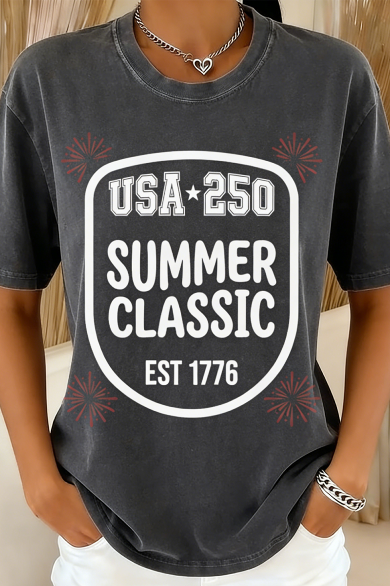 250th anniversary Casual Crew Neck Regular Fit Independence Day T-Shirt