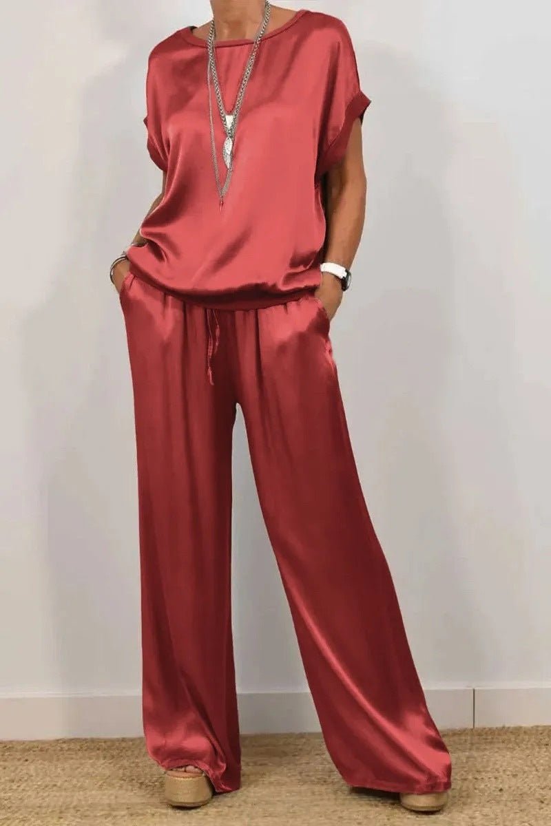 Relaxed Shirt & Wide Leg Pants Set | Trendy Casual Two-Piece Outfit