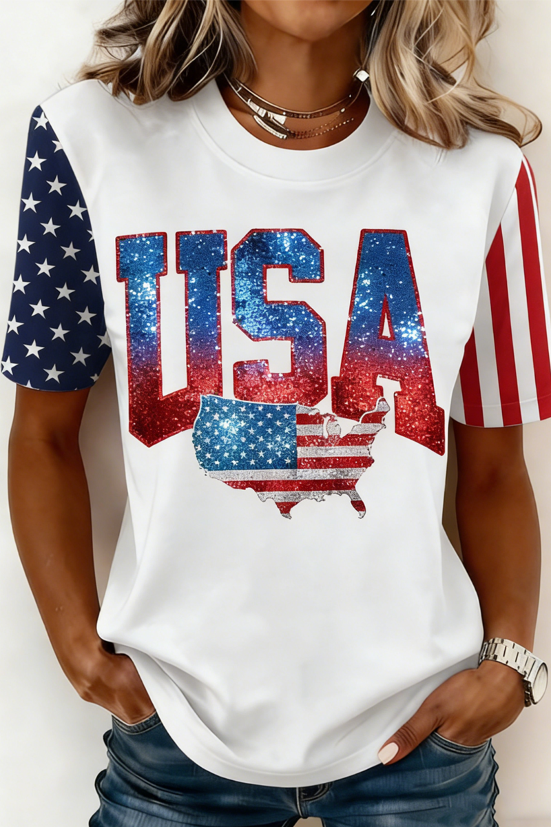 Casual Cotton Usa/Us/American Regular Fit T-Shirt