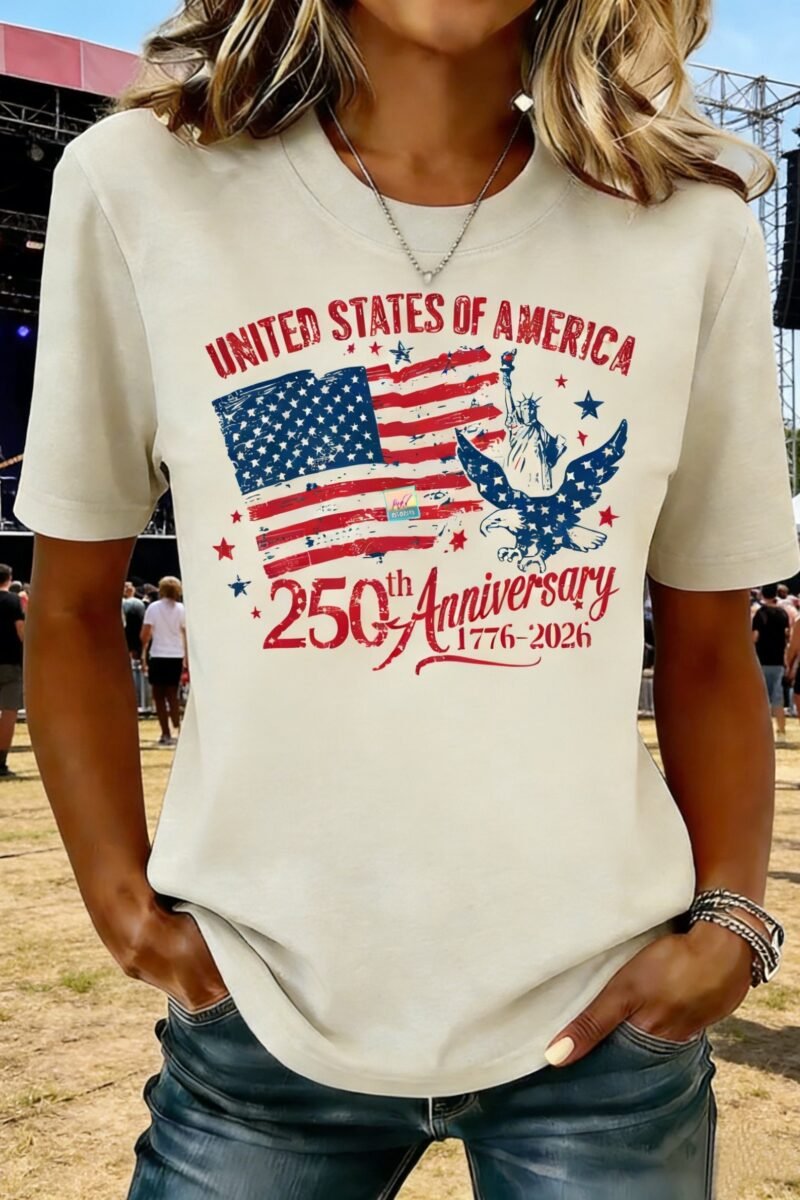 Women's 250th Anniversary Of The Founding Of the United States Vintage Short Sleeve Crew Neck Music Festival 3D Printing Daily Going Out Casual T-Shirt